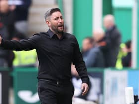 Hibs boss Lee Johnson during the club's Premiership clash with Rangers.  (Photo by Alan Harvey / SNS Group)