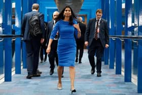 Suella Braverman, Secretary of State for the Home Department attends day three of the Conservative Party Conference in Birmingham.