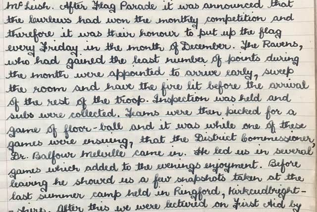Pictures of extracts from the logbook