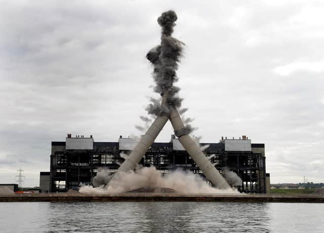 Cockenzie's landmark chimneys are demolished in 2016 - three years after the East Lothian power station's closure