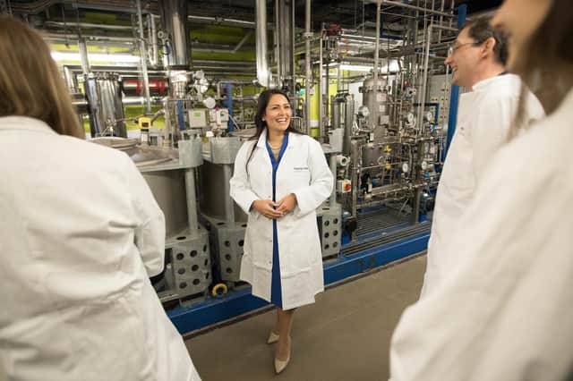 Home Secretary Priti Patel meets experts working on 'carbon capture' technology at Imperial College London (Picture: Stefan Rousseau/PA Wire)