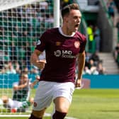 Hearts striker Lawrence Shankland wheels away after scoring the opener in Sunday's Edinburgh derby (Photo by Alan Harvey / SNS Group)