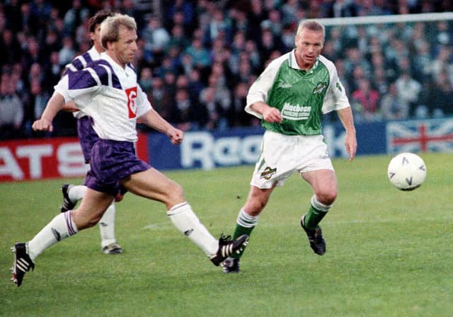 Playing for Hibs in Europe against Anderlecht