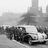 Funeral of 19 firemen who died in the Arbuckle Smith whisky bond fire at Cheapside Street in Glasgow in March 1960.