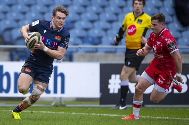 Edinburgh's Darcy Graham scores a try against Scarlets but it wasn't enough. Picture: Paul Devlin/SNS