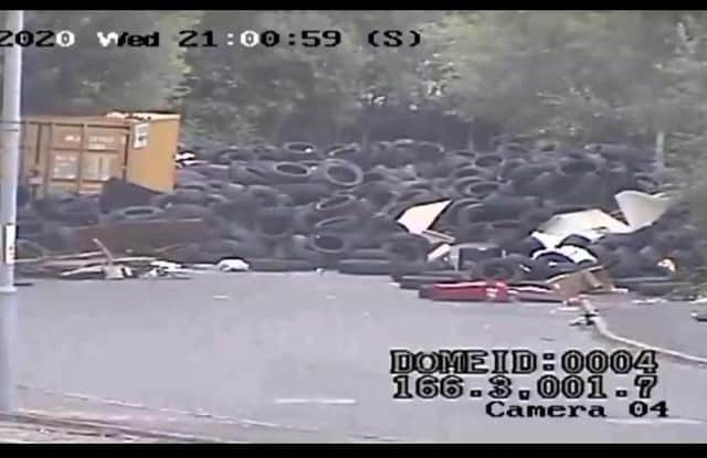 A CCTV image captures the wall of tyres council workers found in Drumchapel
Pic: Crown Office