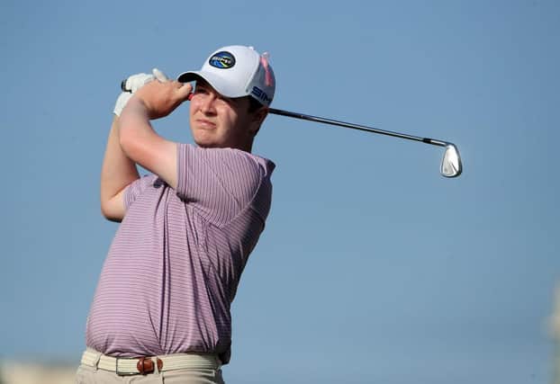 Bob Macintyre tees off the 15th hole during the third round of the Omega Dubai Desert Classic at Emirates Golf Club. Picture: Andrew Redington/Getty Images.