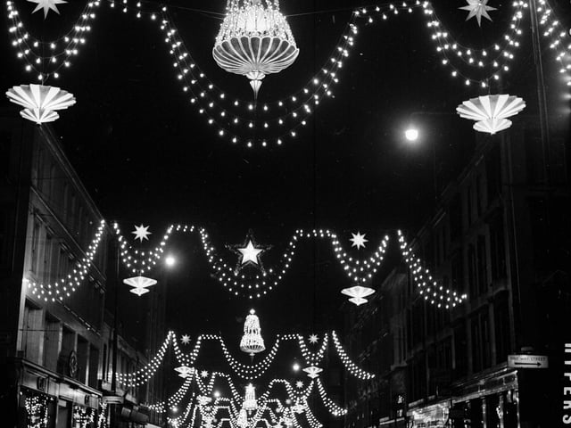 Christmas lights in Glasgow's Sauchiehall Street in 1964.