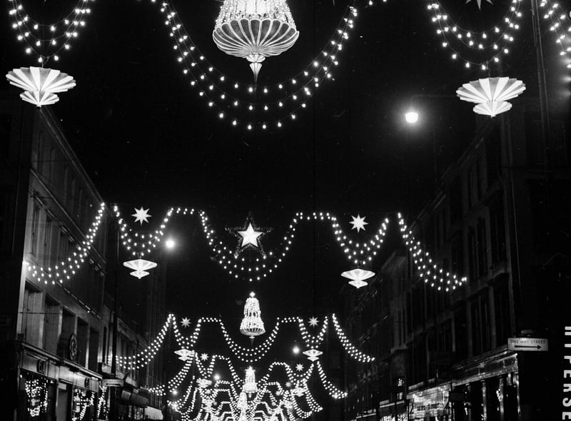 Christmas lights in Glasgow's Sauchiehall Street in 1964.