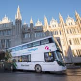 One of  Aberdeen's 15 operational hydrogen double decker buses. The transformation of the city's First Bus depot to make it hydrogen ready was  a world first. PIC: Contributed.