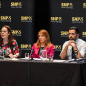 (left to right) Kate Forbes, Ash Regan and Humza Yousaf taking part in the SNP leadership hustings at Eden Court, Inverness.