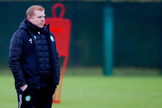 Celtic manager Neil Lennon with much on his mind during training at Lennoxtown yesterday (Photo by Craig Williamson / SNS Group)