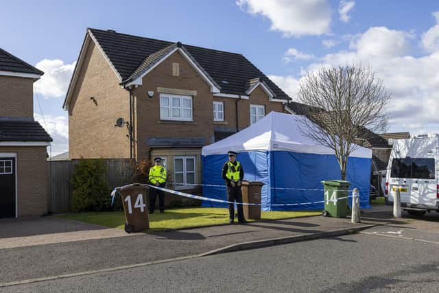 Officers from Police Scotland outside the home of former chief executive of the Scottish National Party (SNP) Peter Murrell, in Uddingston, Glasgow, after he was "released without charge pending further investigation", after he was arrested on Wednesday as part of a probe into the party's finances. Picture date: Thursday April 6, 2023.