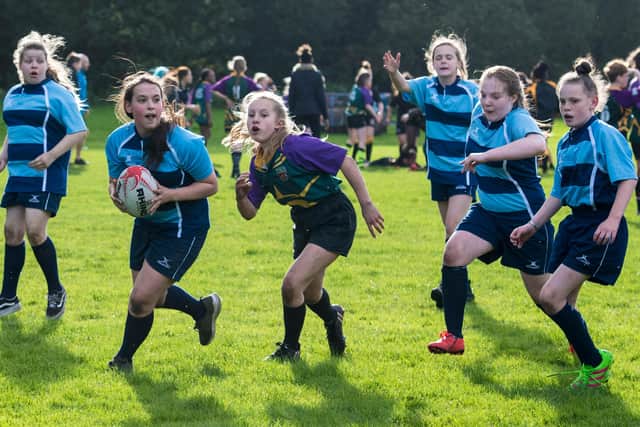 Action from a girls rugby festival in Glasgow. Picture: Alan Harvey/SNS