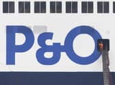 A worker stands on one of the three suspended ferries anchored at the Port of Dover. Picture: Dan Kitwood/Getty Images