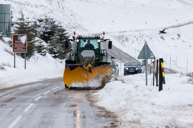 A snow plough clears the A939 after heavy snowfall in the Highlands last month.