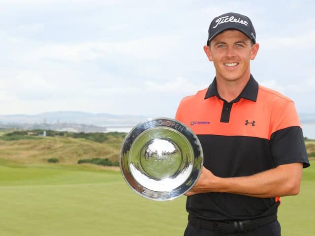 Grant Forrest poses with the trophy following his victory in last year's Hero Open at Fairmont St Andrews. Picture: Andrew Redington/Getty Images.