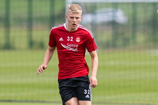 Ryan Duncan during an Aberdeen training session at Cormack Park. (Photo by Ross MacDonald / SNS Group)