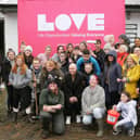 The Love Learning team and friends with Gail Porter, pictured pre-Covid and prior to the introduction of any physical distancing restrictions.