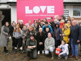 The Love Learning team and friends with Gail Porter, pictured pre-Covid and prior to the introduction of any physical distancing restrictions.