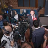 Labour candidate Simon Lightwood celebrates winning the Wakefield by-election, following the by-election count at Thornes Park Stadium in Wakefield, West Yorkshire. The by-election was triggered by the resignation of Imran Ahmad Khan following his conviction for sexual assault. Picture date: Friday June 24, 2022.