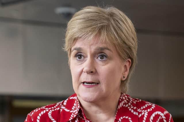 Former first minister of Scotland Nicola Sturgeon speaking to the media on her return to the Scottish Parliament