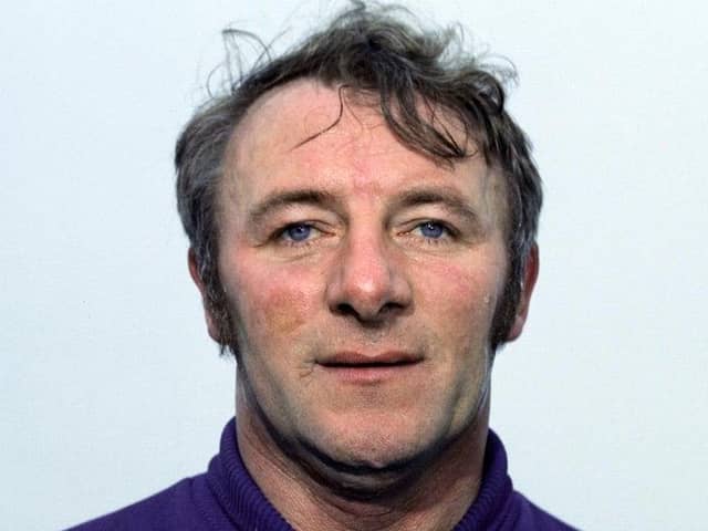 Tommy Docherty pictured in a Scotland jersey in season 1970/71.