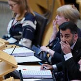 Scotland's First Minister Humza Yousaf during First Minster's Questions (FMQ's) at the Scottish Parliament in Holyrood, Edinburgh.