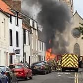 Images show the emergency response after the popular chippy went up in flames. Picture via Fife Jammer