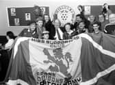 Members of Hibs Supporters Club ready to leave Edinburgh for Cyprus in February 1988.