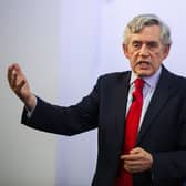 Former prime minister Gordon Brown speaks at Gorbals Parish Church in Glasgow. Picture: Duncan McGlynn/Getty Images
