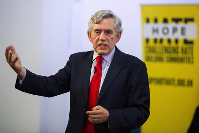 Former prime minister Gordon Brown speaks at Gorbals Parish Church in Glasgow. Picture: Duncan McGlynn/Getty Images