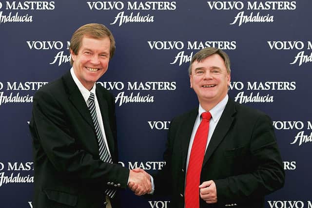 George O'Grady, who took over from the Scot, and Ken Schofield during the 2004 Volvo Masters at Valderrama in Spain. Picture: Andrew Redington/Getty Images.