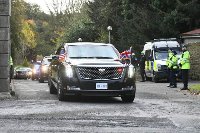President Joe Biden's motorcade heading to COP26 in Glasgow.