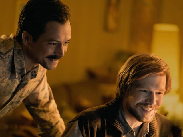 Taron Egerton and Nikita Efremov star as Henk Rogers and Alexey Pajitnov in Tetris. Picture: Angus Pigott