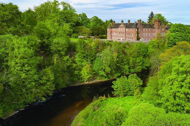 Brechin Castle sits on rocks above the banks of the picturesque River South Esk.
