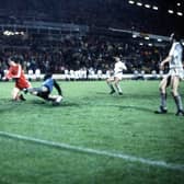 John Hewitt (left) scores Aberdeen's most important-ever goal v Real Madrid in Gothenburg to win the European Cup Winners' Cup on this day in 1983