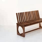 ‘Idleness Bench,’ crafted by student Marine Fourdrinier, is one of many fine furniture pieces on display and available for purchase.