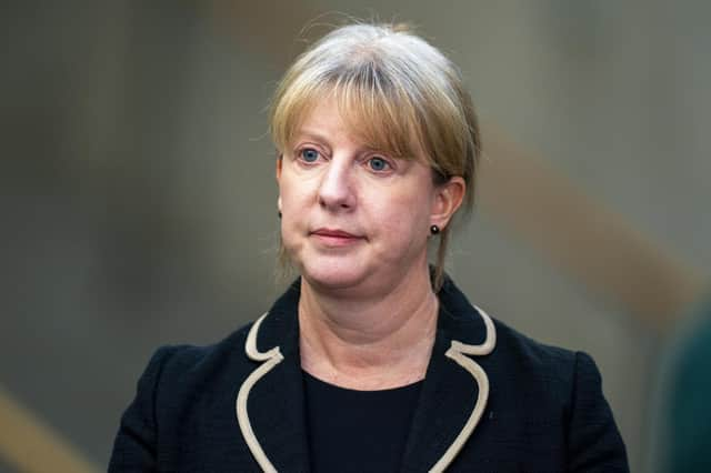 Scottish Cabinet Secretary for Social Justice, Housing and Local Government Shona Robison speaks to the media in the Garden Lobby ahead of First Minster's Questions, at the Scottish Parliament in Edinburgh. Picture date: Thursday January 19, 2023.