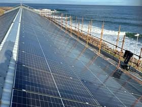 ​The solar panel installation at Peterhead Water Treatment Works.