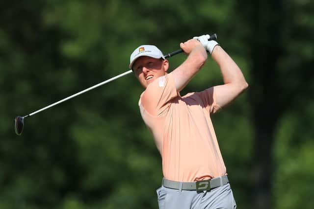 Craig Howie plays his second shot at the 14th hole in the second round of the Volvo Car Scandinavian Mixed Hosted by Henrik & Annika at Halmstad Golf Club in Sweden. Picture: Jan Kruger/Getty Images.