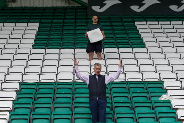 Ron Gordon has been overseeing a stadium refresh at Easter Road which includes the letters HFC being installed in the stands.