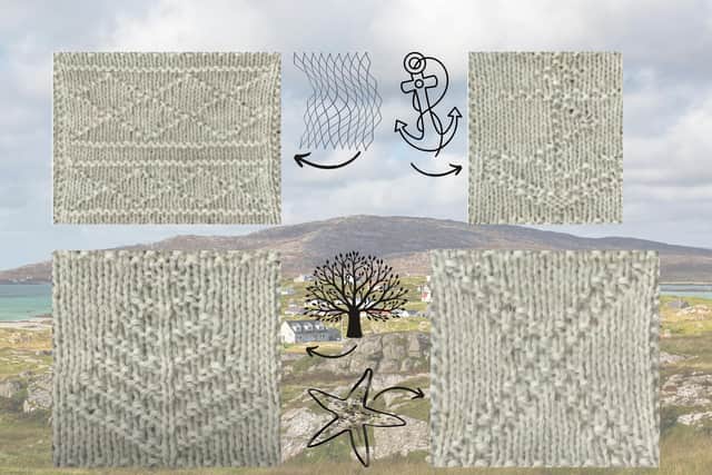 During his talk with the Scottish Fisheries Museum, Matthew Topsfield at Uist Yarn Studio highlighted these designs which show the ingenuity and precision put into the hand-woven jerseys.