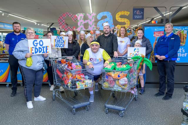 Alistair Donaldson, DSM, CHAS Cheer Squad, Eddie Haggerty & Lynsey Gallagher, Store Manager