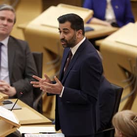 First Minister Humza Yousaf holds his maiden speech at the Scottish Parliament. Picture: Jeff J Mitchell/Getty Images