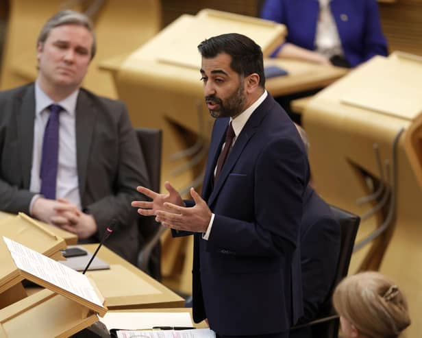 First Minister Humza Yousaf holds his maiden speech at the Scottish Parliament. Picture: Jeff J Mitchell/Getty Images