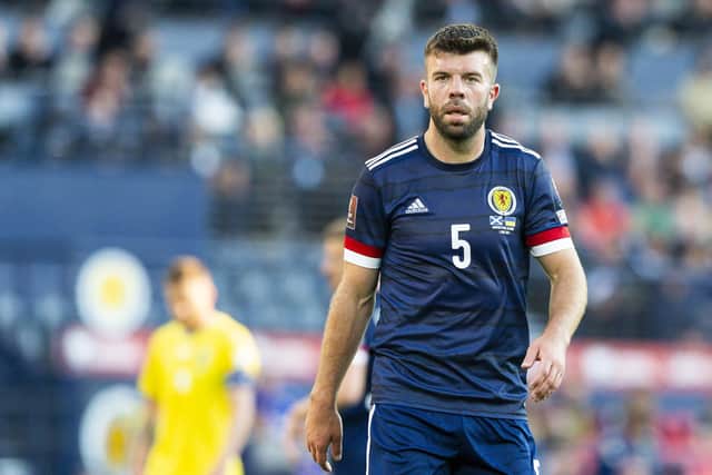 Scotland's Grant Hanley during the FIFA World Cup play-off semi-final against Ukraine earlier this year. Photo by Ewan Bootman / SNS Group