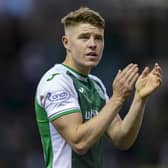 Scotland striker Kevin Nisbet is in no rush to decide his future despite Hibs accepting an offer from Millwall for his services.  (Photo by Ewan Bootman / SNS Group)