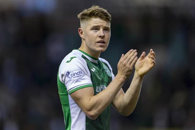Scotland striker Kevin Nisbet is in no rush to decide his future despite Hibs accepting an offer from Millwall for his services.  (Photo by Ewan Bootman / SNS Group)