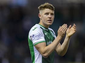 Scotland striker Kevin Nisbet is in no rush to decide his future despite Hibs accepting an offer from Millwall for his services.  (Photo by Ewan Bootman / SNS Group)